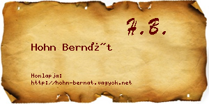 Hohn Bernát névjegykártya